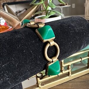 RARE Peking “Jade” German Brass Bracelet Vintage or Antique Art Deco